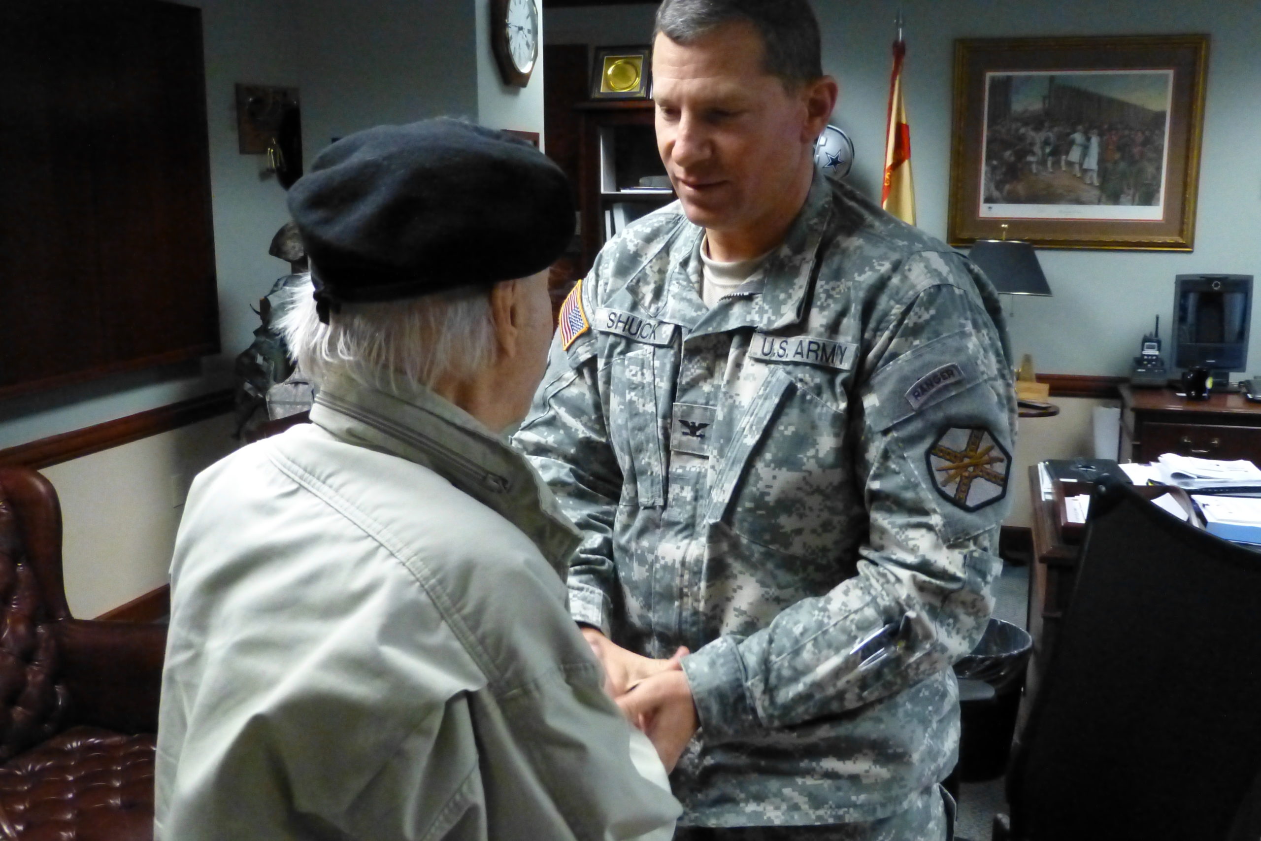 Fort Polk Commander honors Karl Friedrich Koenig with a challenge coin