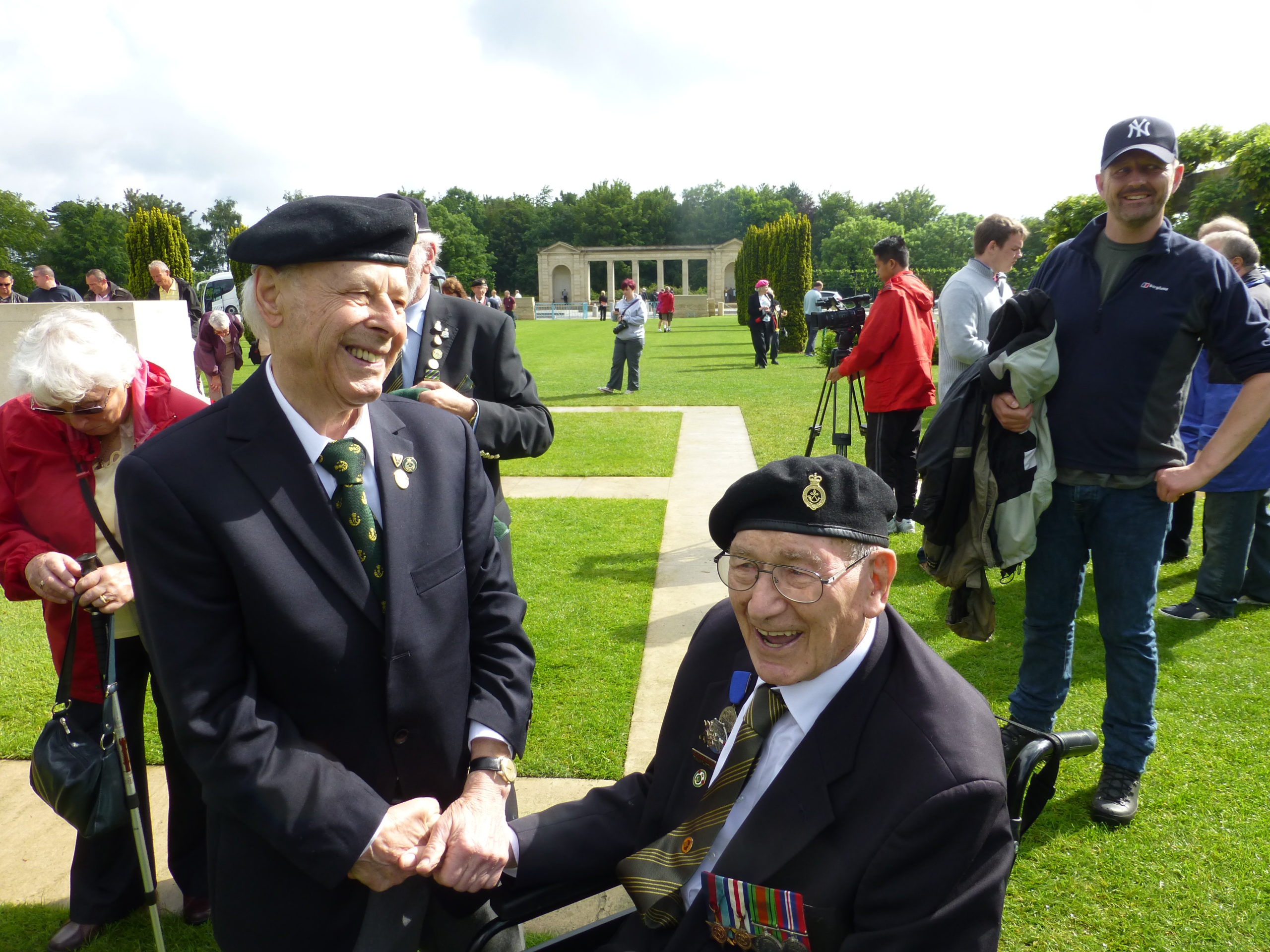 Charley Koenig, Africa Corps, and Bert Cox, Sherwood Rangers Tank Regiment, who swam into Gold Beach on D-Day when his tank dove to the bottom